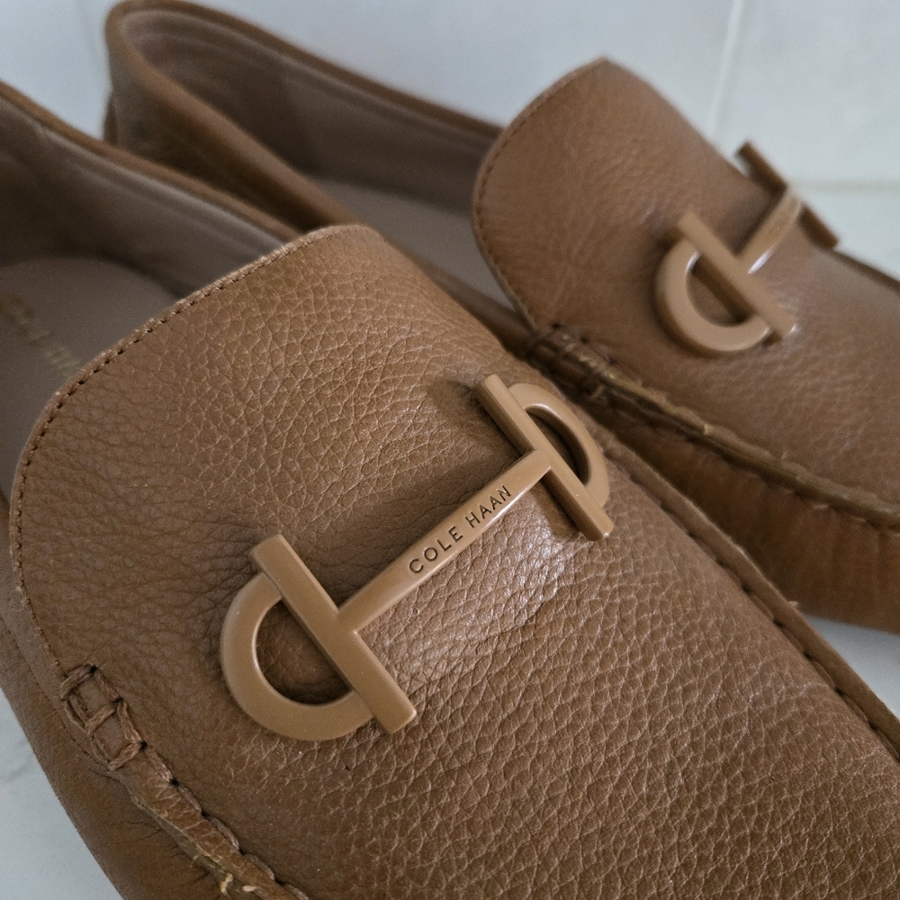 Cole Haan Tully Driver Women's Leather Flat Loafers Brown Tan Horsebit Size 8 - Picture 3 of 9